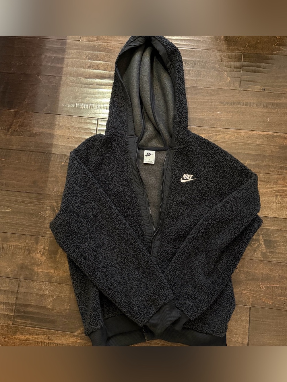 Nike Black Sherpa Zip-Up Hoodie Jacket